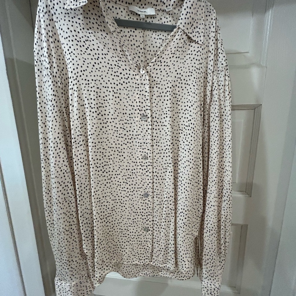 Vince Cream and Black Speckled Blouse